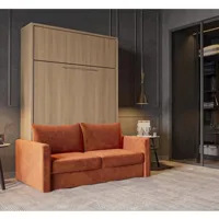 fidji sofa lit escamotable façade érable canapé tissu orange 160*200 cm