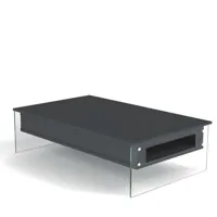 table basse relevable gris ardoise bella 110x70cm piétement en verre