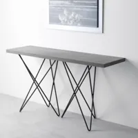 table console extensible ouverture en livre hermes plateau gris béton pieds gris foncé largeur 140cm
