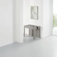 table console extensible design odysse avec rallonges intégrées gris taupe/structure gris taupe largeur 90cm