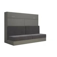 armoire lit escamotable vertigo sofa gris canapé gris couchage 140*200 cm