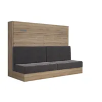 armoire lit escamotable vertigo sofa chêne canapé gris couchage 140*200 cm