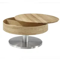 table basse design suva placage en chêne noueux huilé et plateau pivotant