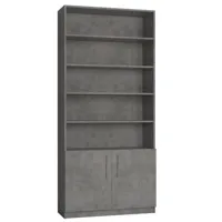 armoire de rangement bibliothèque 2 portes gris béton l:50 x 35 h: 219 cm
