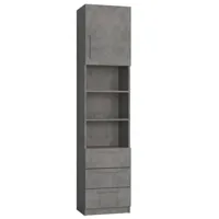 armoire de rangement niche centrale 1 porte 3 tiroirs gris béton l:50 x 35 h: 219 cm