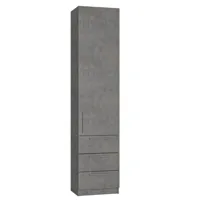 armoire de rangement 2 portes 3 tiroirs gris béton l:50 x 35 h: 219 cm