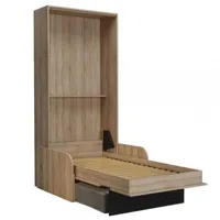 lit escamotable style industriel key  sofa accoudoirs chêne 90*200 cm canapé tiroirs gris