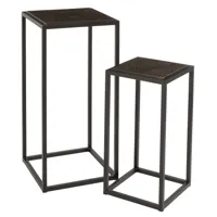 set de 2 tables gigognes carrées hautes goji métal noir