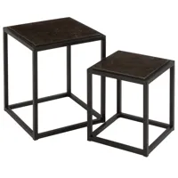 set de 2 tables gigognes carrées basses goji métal noir
