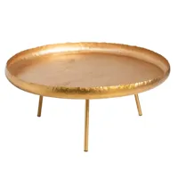 table de salon tero ronde métal or