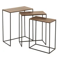 set de 3 tables gigognes rectangulaires rouk en aluminium cuivré/ rouille