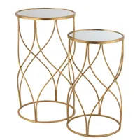 set de 2 tables gigognes ronde design felo en métal doré