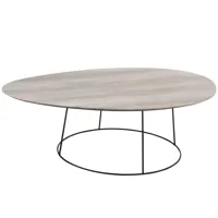 table basse ovale ovao en mdf naturel et métal noir ( large )