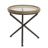 table gigogne ronde shon verre, métal noir et bois marron ( small )