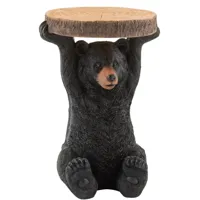 table gigogne ronde ours rouf en bois et résine noir