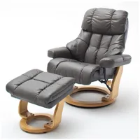 fauteuil relax clairac xl assise en cuir marron pied en bois naturel avec repose pied