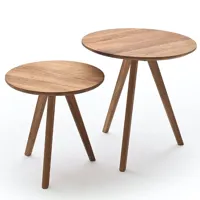 set de 2 tables gigognes ronde gamache en chêne noueux massif