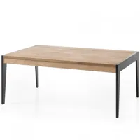 table basse gennevilliers 102 x 73 cm plateau chêne noueux massif huilé pied métal noir laqué