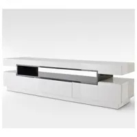 meuble tv design lyra 3 tiroirs et niches structure laquée blanc brillant et gris