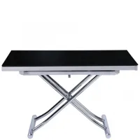 table basse relevable et extensible newjump verre noir pied chromé