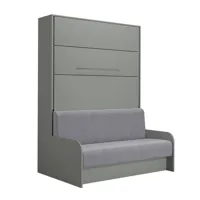 armoire lit escamotable sofa automatica 140 cm mélaminé gris canapé microfibre gris