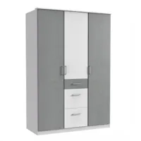 armoire rangement laval gris béton structure blanche 3 portes 3 tiroirs