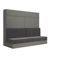 armoire lit escamotable vertigo sofa gris canapé gris couchage 160*200 cm
