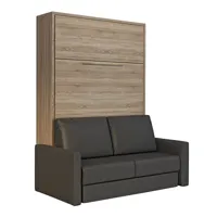 fidji sofa lit escamotable 140*200cm mélaminé chêne canapé polyuréthane gris graphite