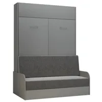 armoire lit escamotable dynamo sofa accoudoirs structure gris mat canapé gris couchage 140*200