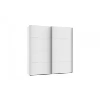 armoire portes coulissantes ronna blanc poignées aluminium mat largeur 180 cm