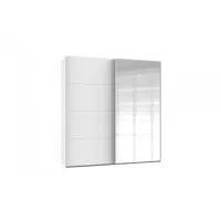 armoire ronna coulissante 1 porte blanc mat 1 porte miroir poignées aluminium mat largeur 135 cm