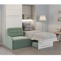 duo sofa armoire lit escamotable canapé azur couchage 2 x 90/200 structure pin façade blanc