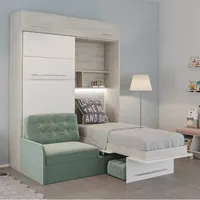 duo sofa armoire lit escamotable surmeuble canapé azur 2 x 90/200 structure pin façade blanc