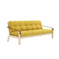 banquette futon poetry en pin massif coloris miel couchage 130 x 190 cm.