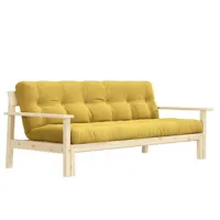 canapé convertible futon unwind pin naturel coloris miel 130 x 190 cm.