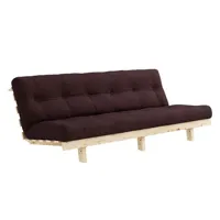 banquette convertible futon lean pin coloris marron couchage 130*190 cm.