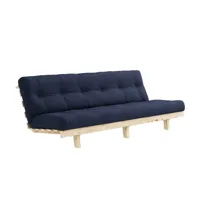 banquette convertible futon lean pin coloris bleu marine couchage 130*190 cm.