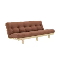 banquette convertible futon lean pin coloris brun argile couchage 130*190 cm.