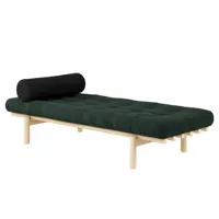 méridienne futon next en pin massif coloris algue couchage 75 x 200 cm