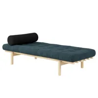 méridienne futon next en pin massif coloris bleu pâle couchage 75 x 200 cm