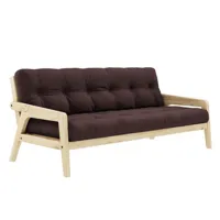 canapé convertible futon grab pin naturel coloris marron couchage 130 cm.