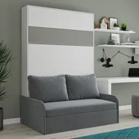 armoire lit escamotable bermudes sofa blanc bandeau gris canapé gris 140*200 cm