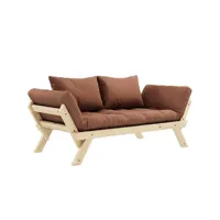 banquette méridienne futon bebop pin naturel coloris brun argile couchage 75*200 cm.