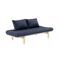 méridienne futon pace en pin coloris bleu marine couchage 75*200 cm.