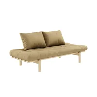 méridienne futon pace en pin coloris beige blé couchage 75*200 cm.