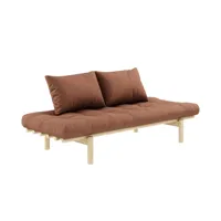 méridienne futon pace en pin coloris brun argile couchage 75*200 cm.