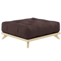 pouf futon senza pin naturel coloris marron de 90 x 100 cm.