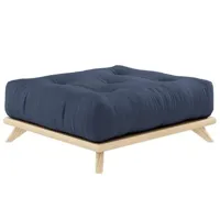 pouf futon senza pin naturel coloris bleu marine de 90 x 100 cm.