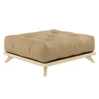 pouf futon senza pin naturel coloris beige ble de 90 x 100 cm.