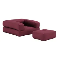 fauteuil futon standard convertible cube chair couleur bordeaux